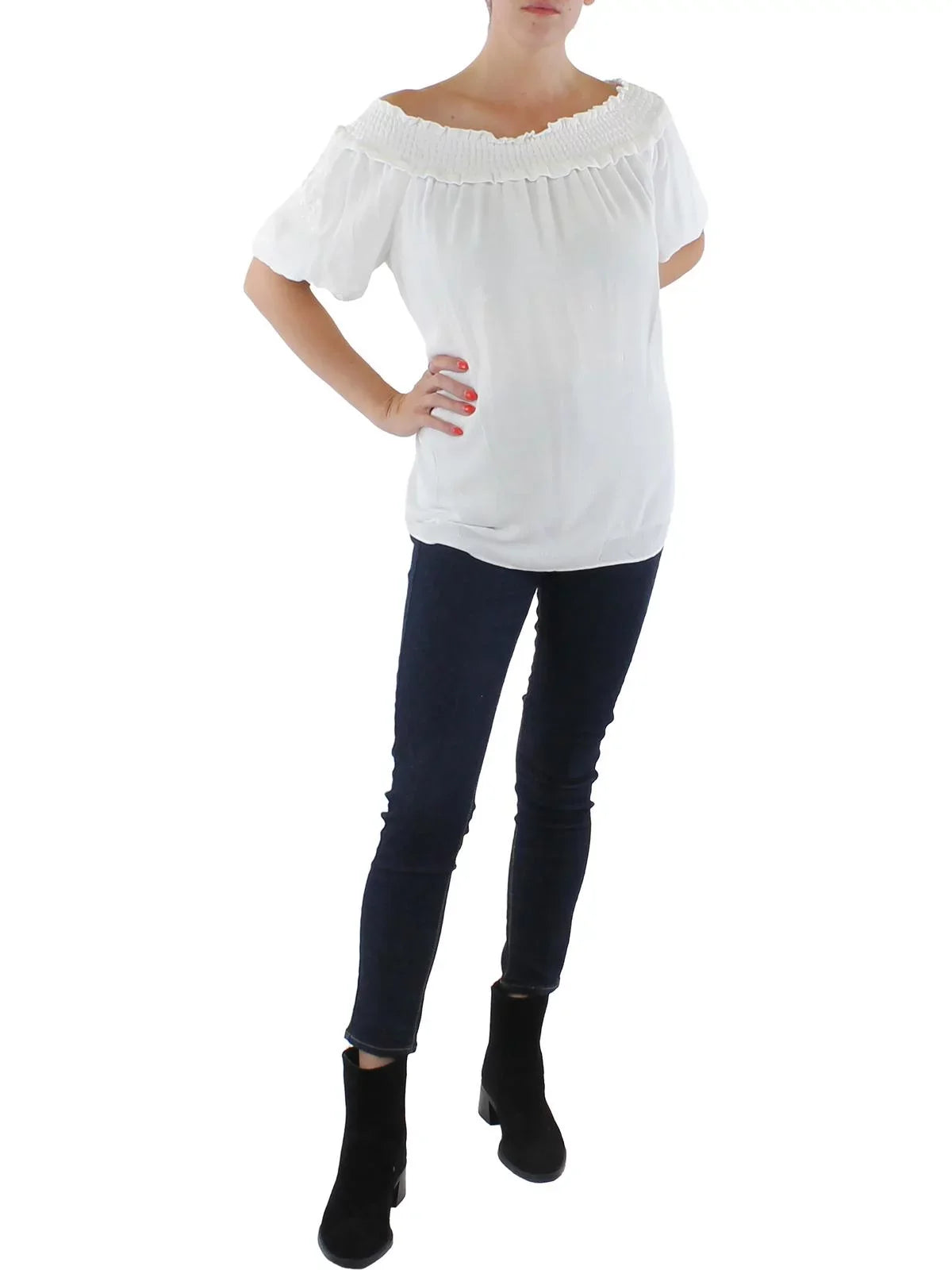 the Ruched Womens Shoulder Tommy Off Hilfiger Blouse