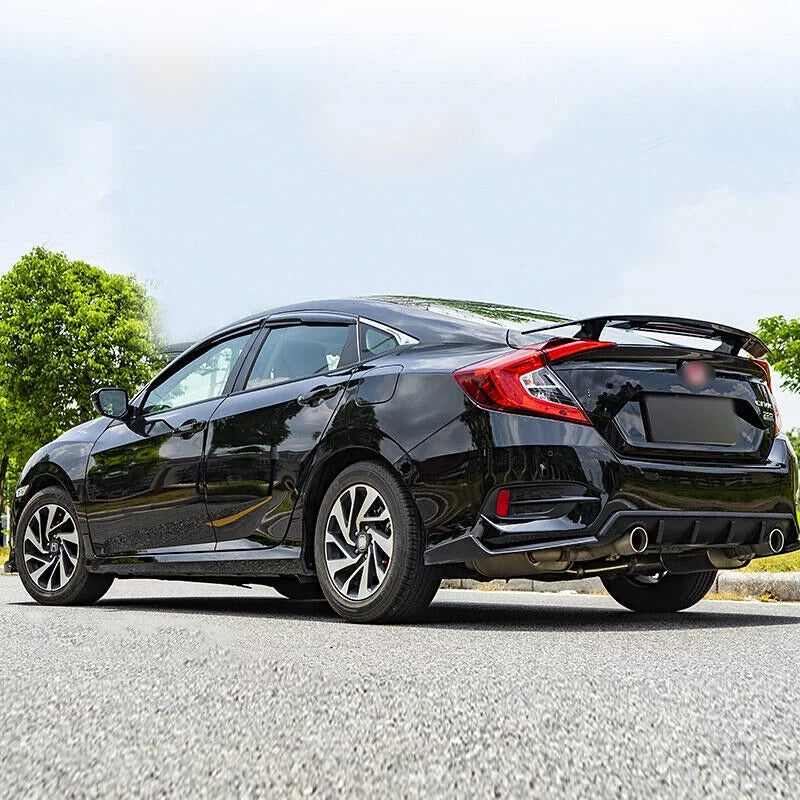 Brake Glossy Honda Sedan Light Lip Spoiler Civic Black Trunk Wing 2016-2021 For