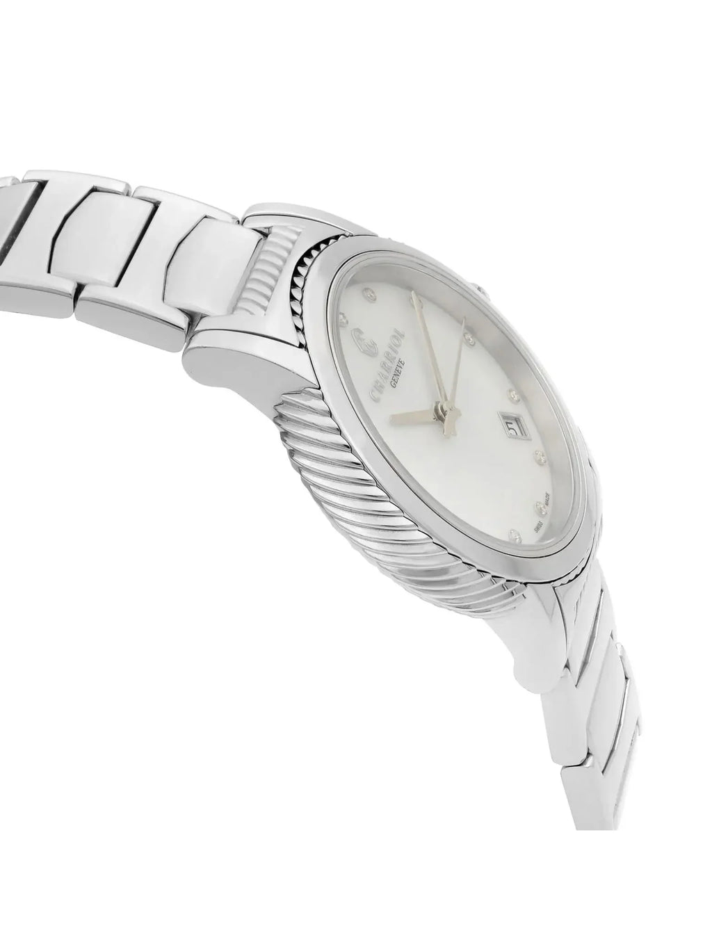Steel Quartz Charriol New Diamond Parsii P33S2.920.001 33mm MOP Watch White Dial