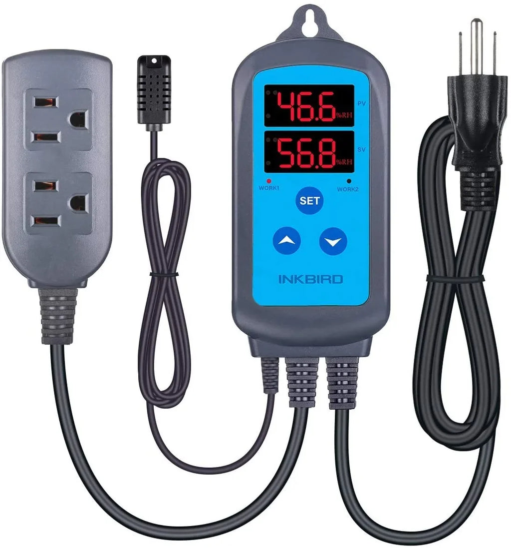 Greenhouse Humidistat Humidity Controller Dehumidifier. IHC200 Dual Inkbird Humidifier Outlet Wired Mushroom Pre Stage