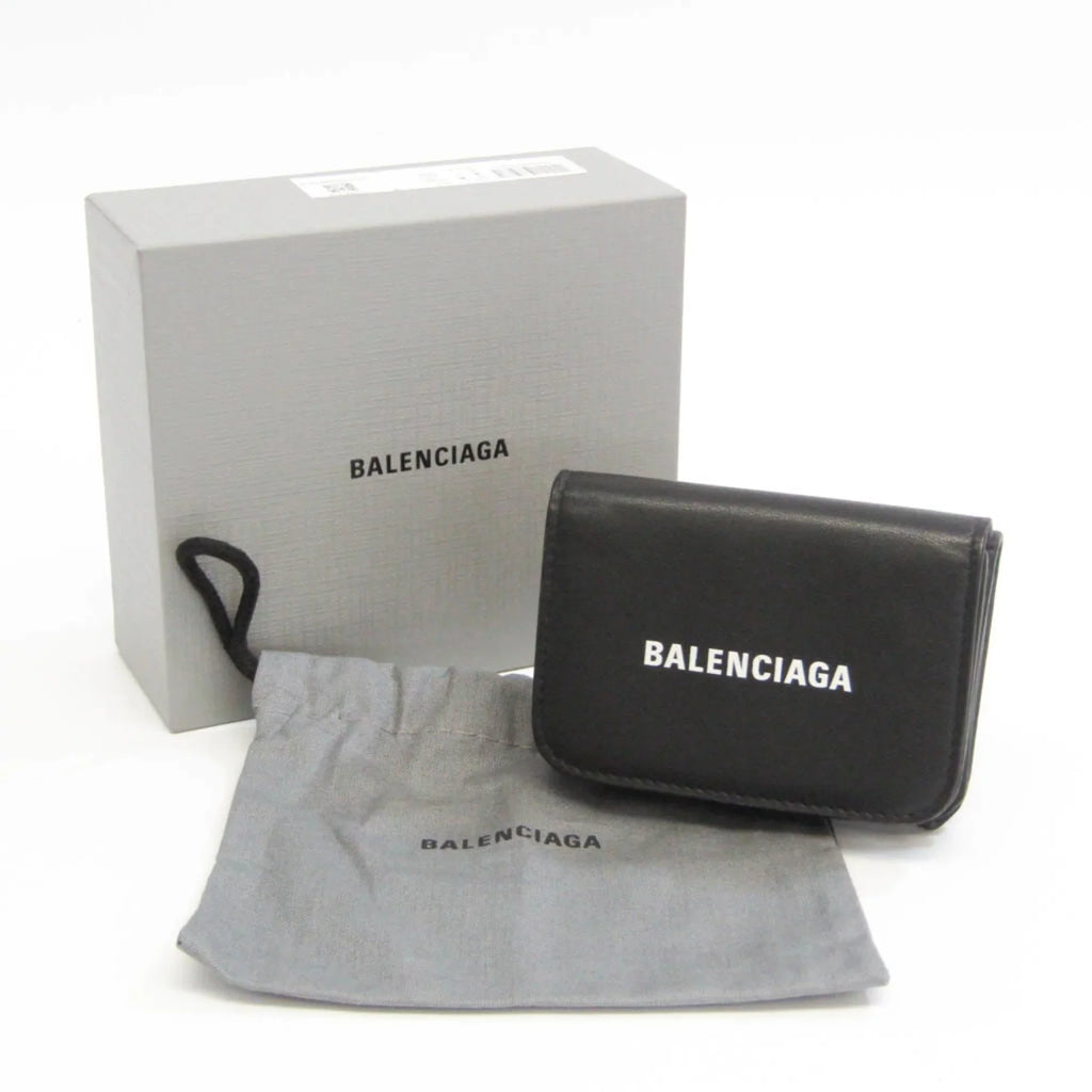 Cache Wallet Pre-Owned Balenciaga (tri-fold) Men,Women Leather Black 593813 (Good) Mini