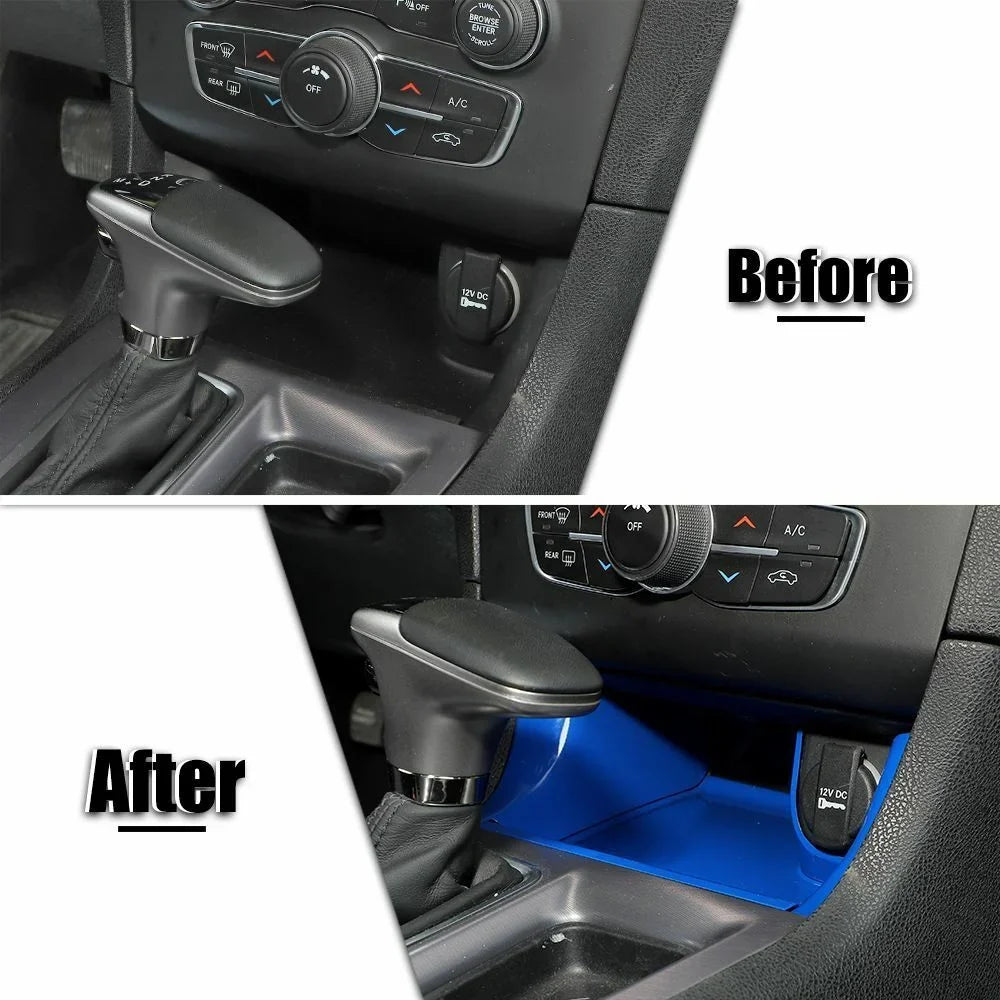 Center Teledu Panel Blue Gear Trim ABS Shift Storage Console