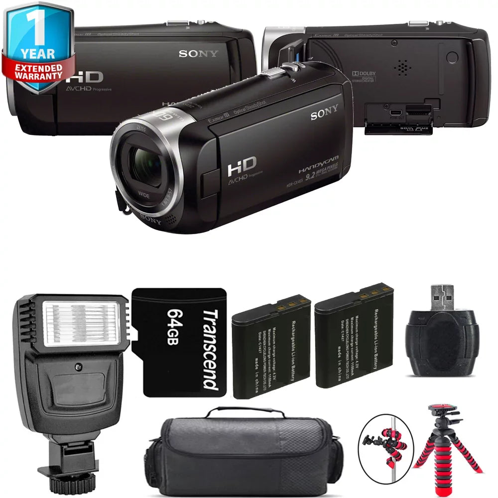 HD Yr Flash 1 HDR-CX405 + + Sony Handycam Warranty Kit - 64GB