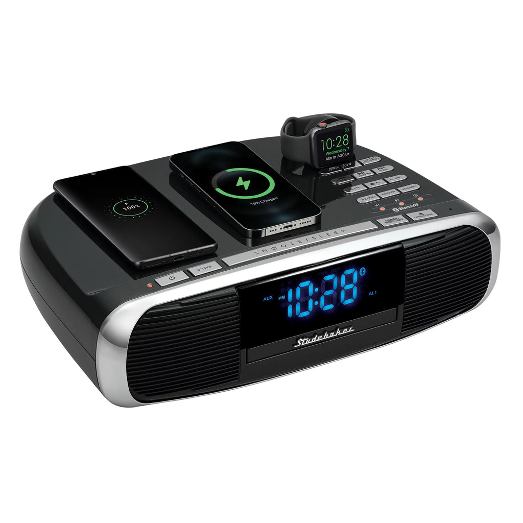 Wireless Radio, Workstaton and Music FM Station HiFi with Studebaker Charging CD, System Qi