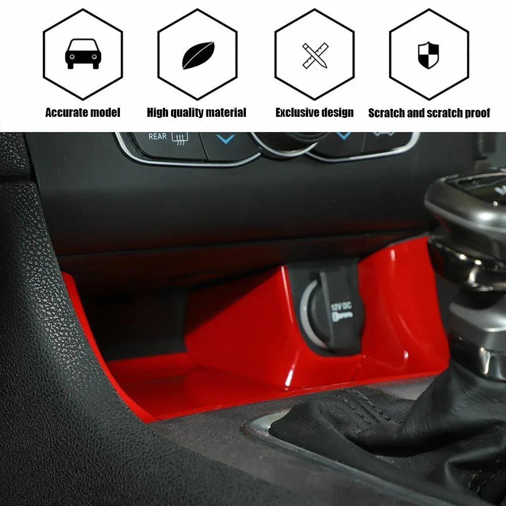 Console Red Center Panel Shift ABS Trim Gear Teledu Storage