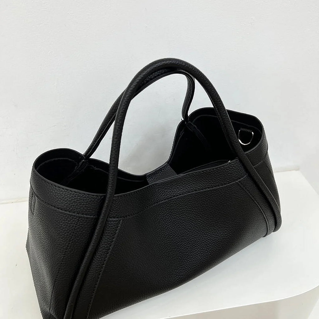 Nvzi Oversized Women,Slouchy Bags,Genuine Bag Leather Shoulder Leather Tote Capacity Work for Vegan Large Bag（Black） Tote