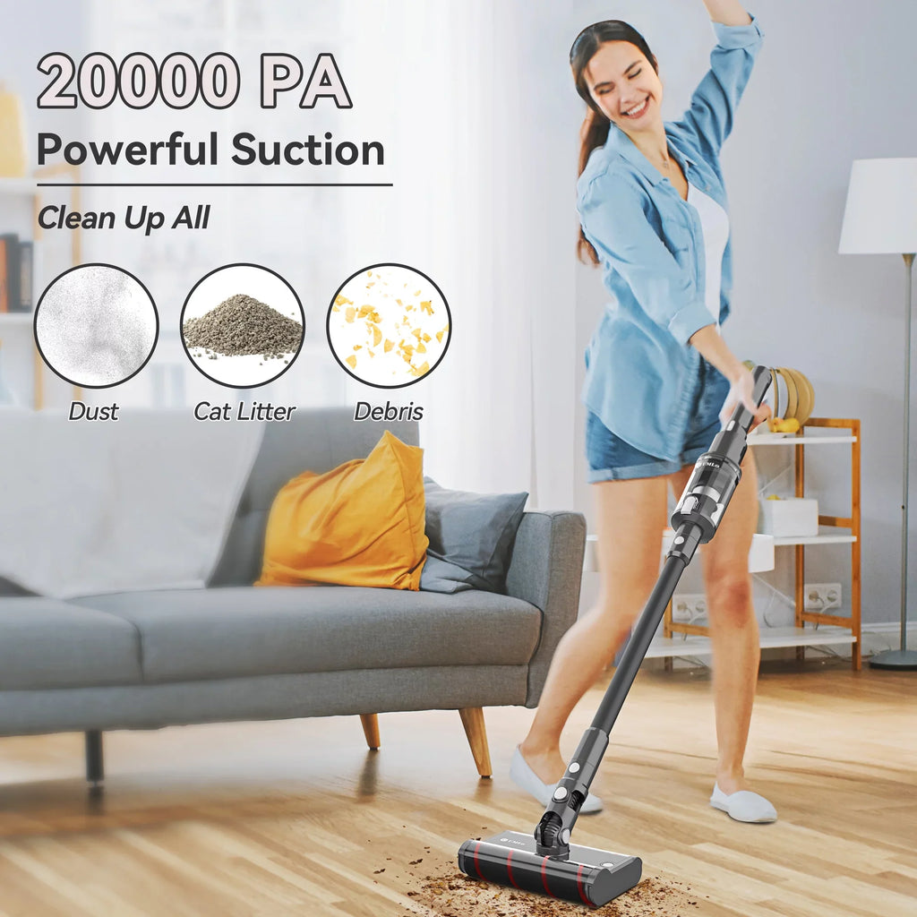 Head, Cleaner Cleaner Roller 22kPa Cordless 6-in-1 Car Sofa up to for 40Mins Floor Soft Vacuum Directional Runtime Powerful Home Hardwood Umlo Vacuum,Lightweight Handheld Double Brush Vacuum