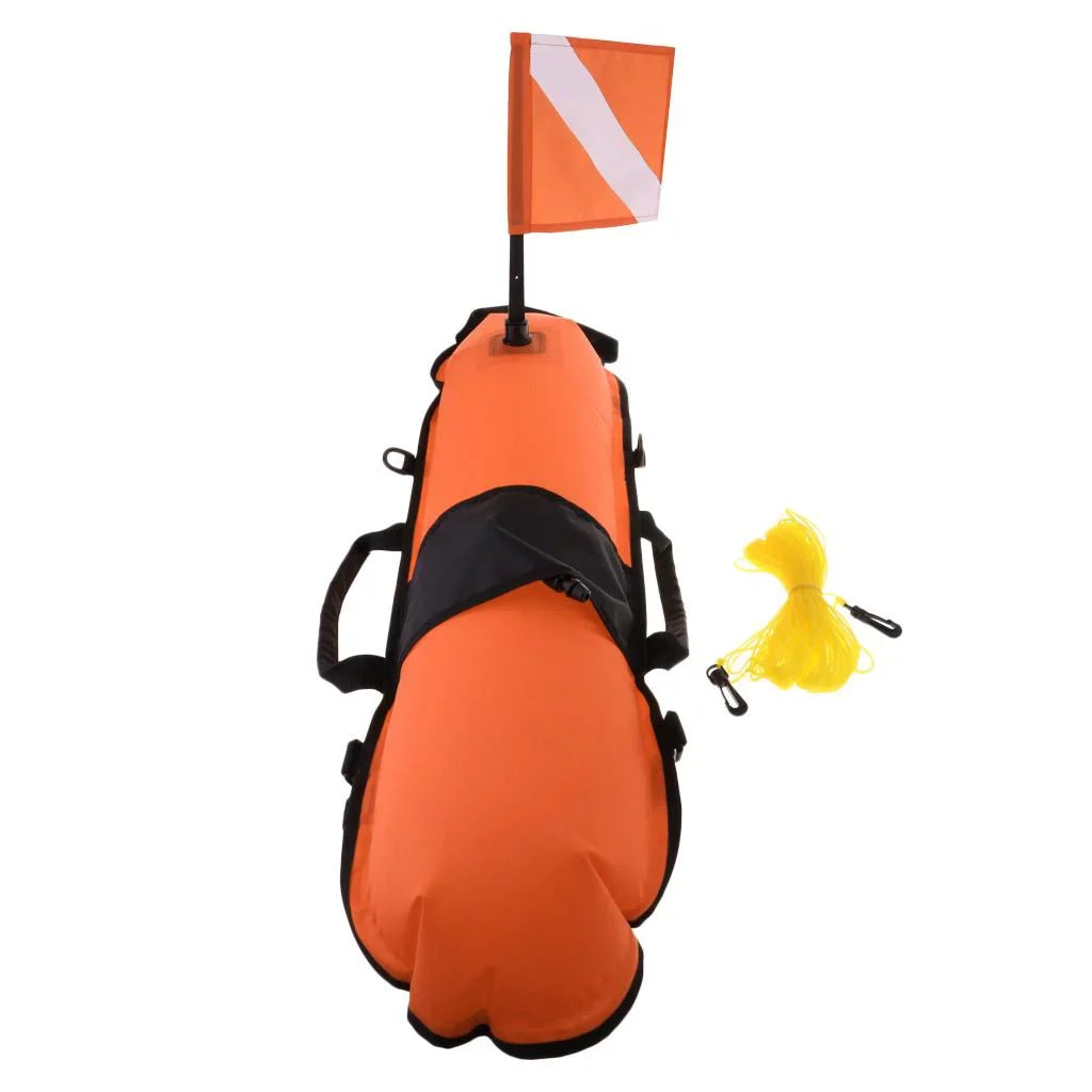 Spearfishing, , Snorkeling, Scuba with Float Visible 20m D-, Flag, Oral Inflator Diver Buoy Diving High Safety Freediving