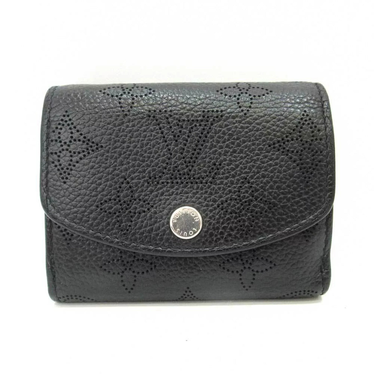 M67498 Louis Noir Mahina Black Mini XS Vuitton Ilysse LOUISVUITTON Wallet Trifold Monogram (Good) Portofeu Pre-Owned Women's