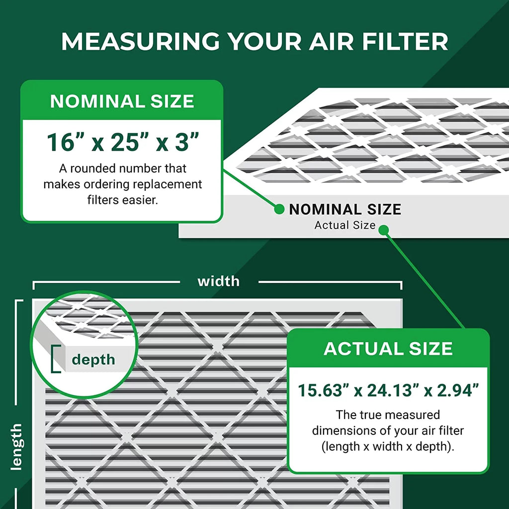 AC (4-Pack) Pleated for Air Furnace MERV Filterbuy 16x25x3 11 Trion 255649-101 Filters Bear Air HVAC