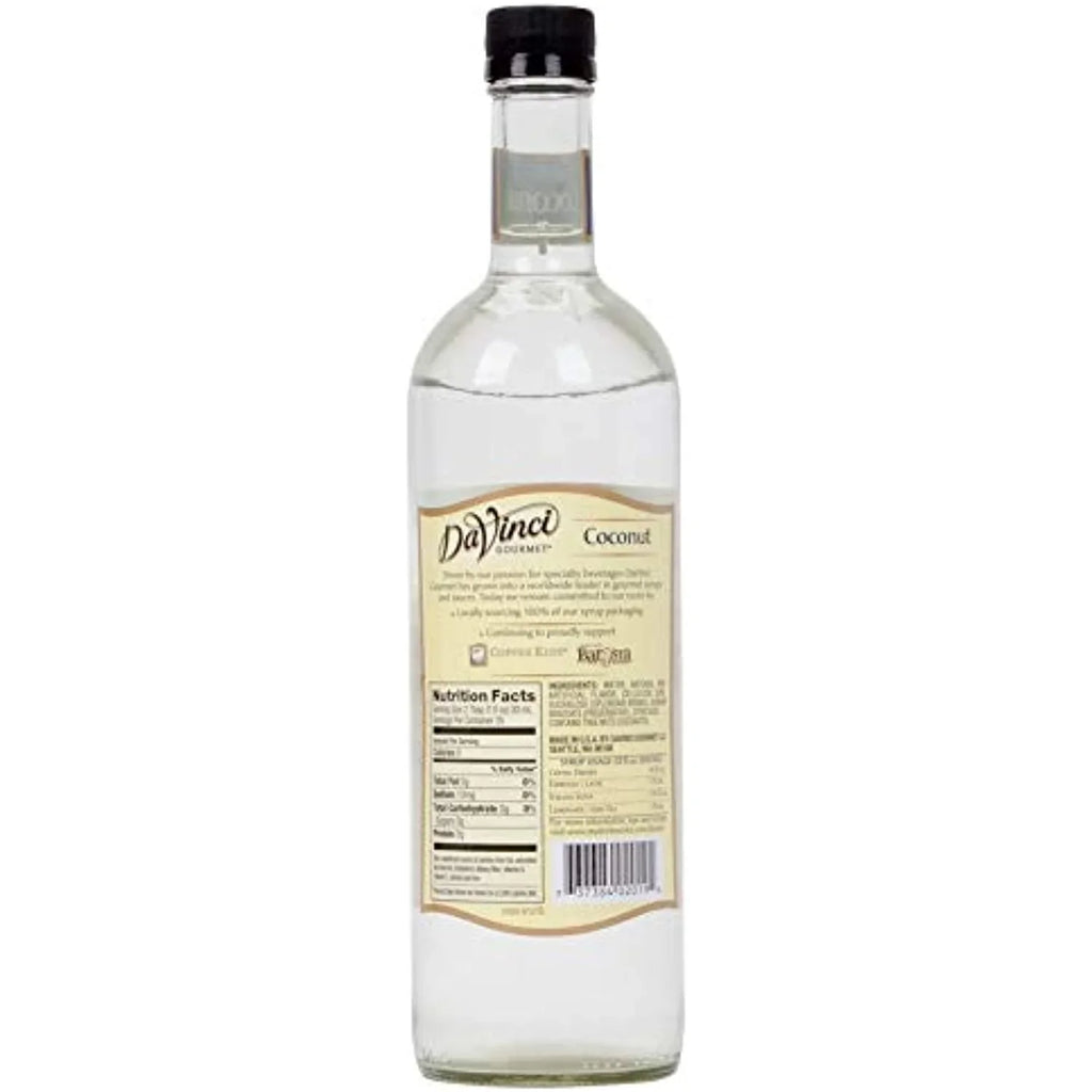 Gourmet Free Bottle Sugar Plastic 750 Coconut Syrup, Davinci Ml