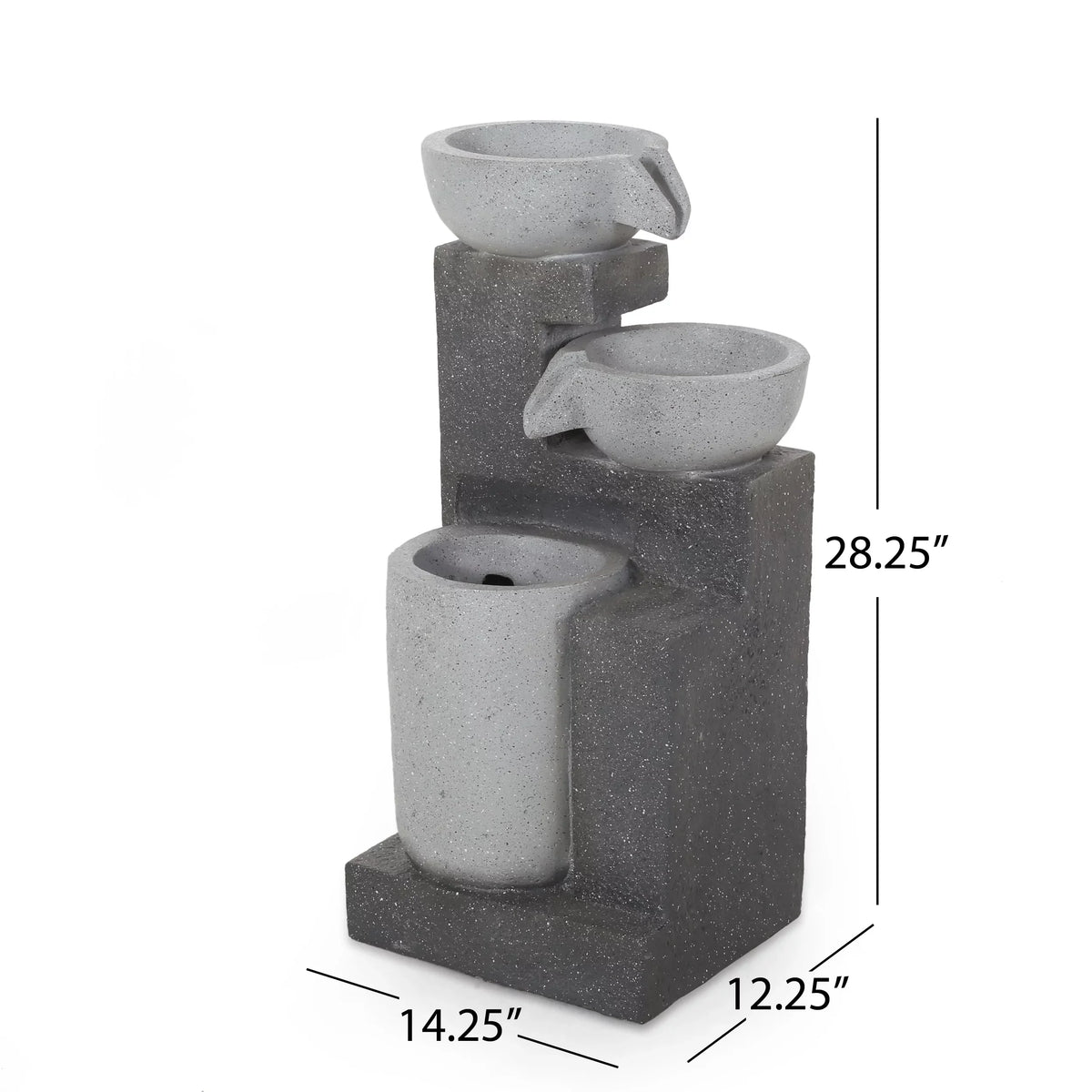 Colquitt Multi-Gray Fountain, Modern 3 Outdoor Tier