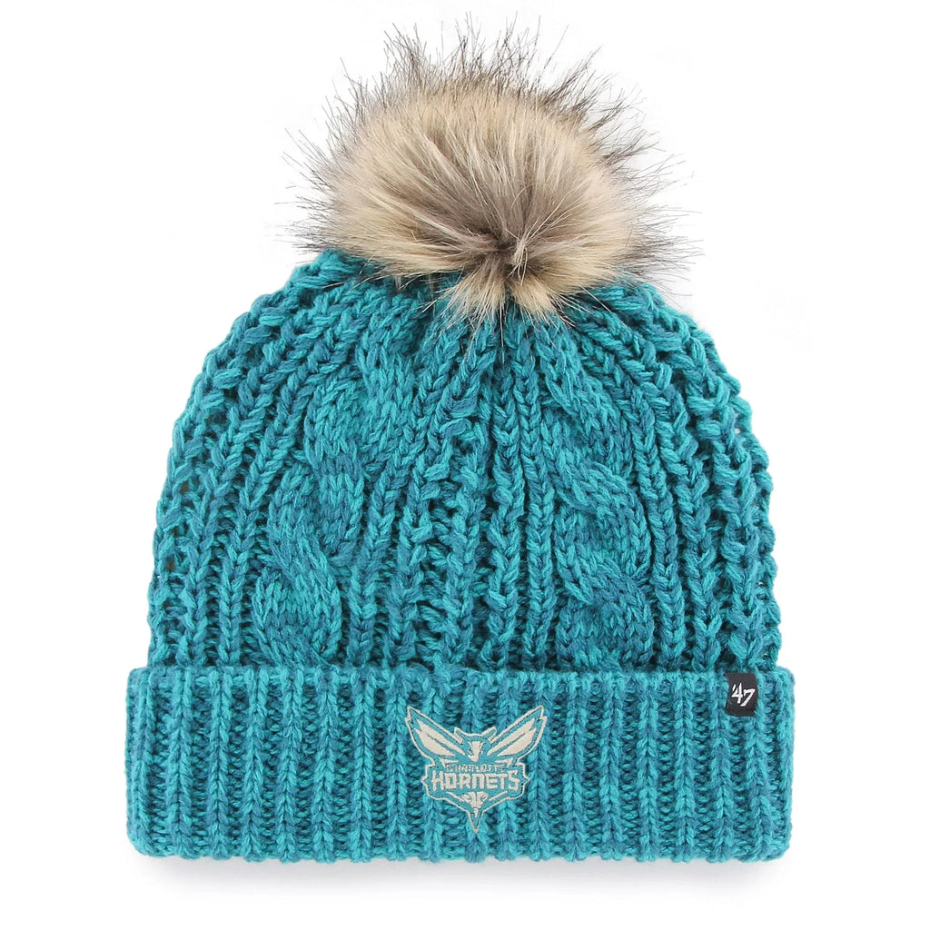 Charlotte Pom Knit with Cuffed Meeko '47 - Hornets Hat OSFA Teal Women's