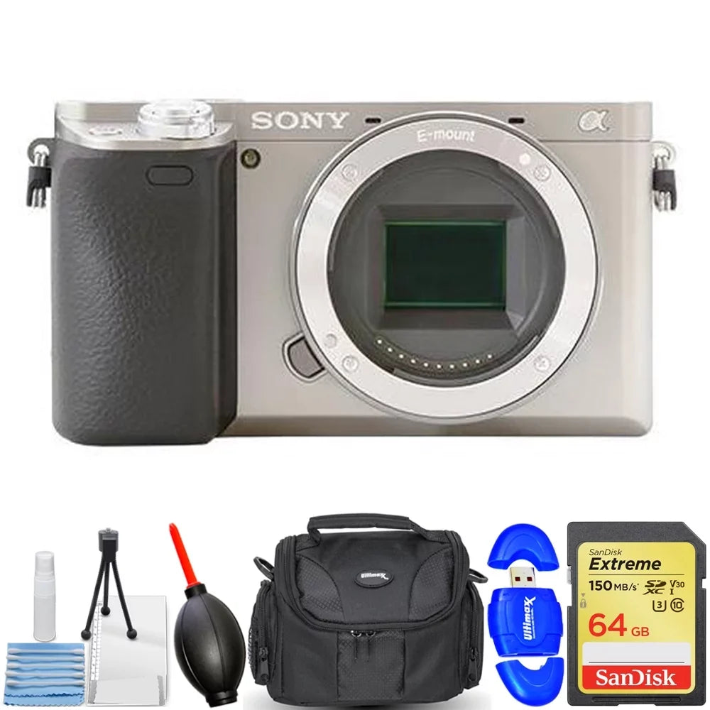 Accessory Digital - a6400 Silver) Kit Sony 7PC Only (Body Alpha Mirrorless Camera