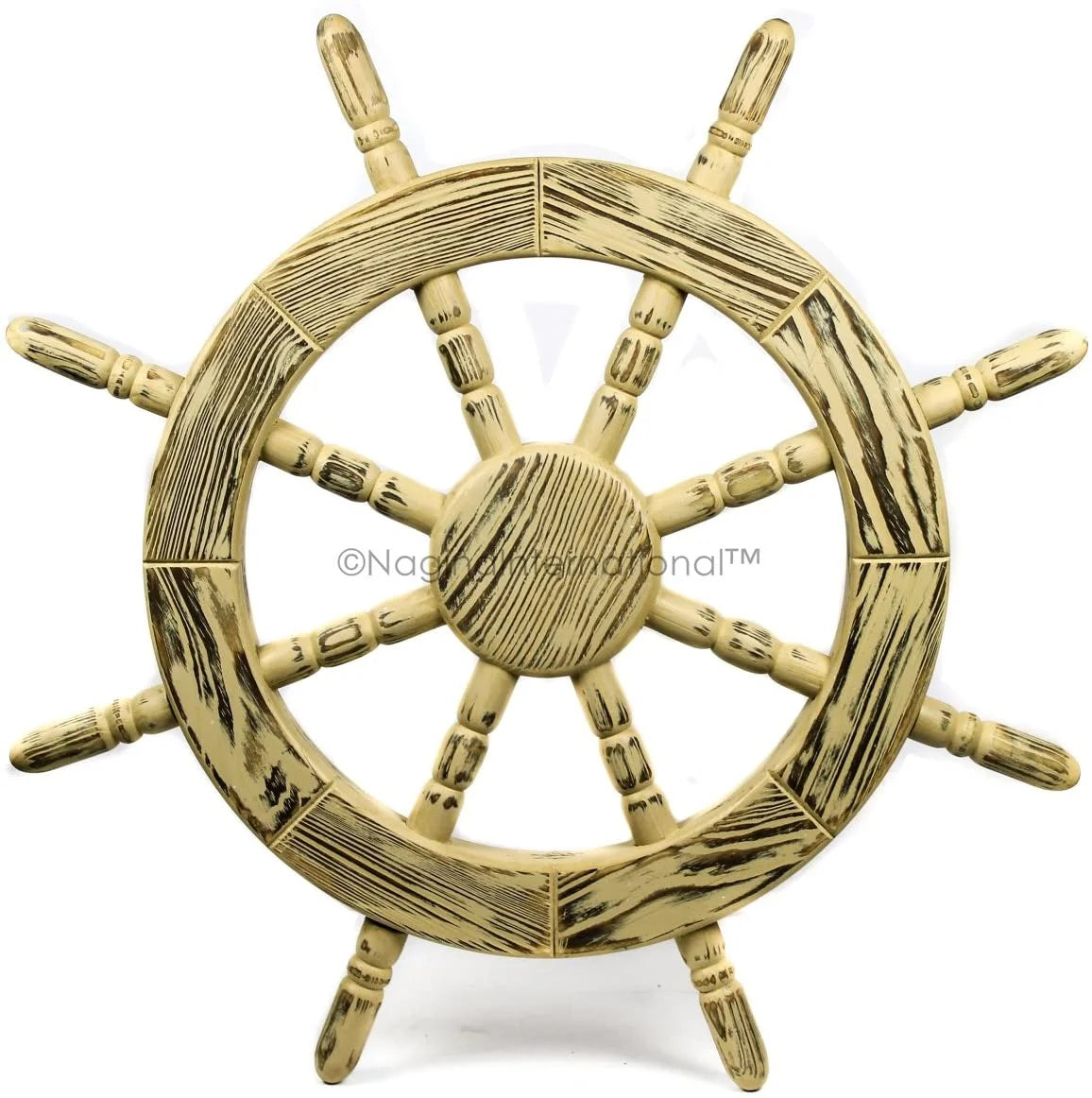 Nagina Exclusive Wall Decor Handcrafted Antique International Brown) Maritime (42 | Wall Nautical Beautiful Junky Rustic Decor Pine Ship Wheel Inches,