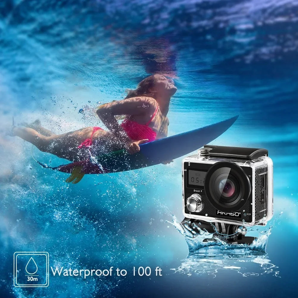 with Waterproof Sports 20MP Wi-Fi Camera (Black) AKASO 4 4K Full HD Action Brave