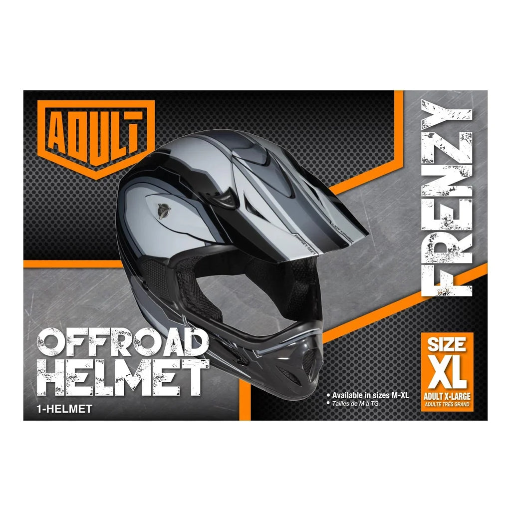 Black-Grey, Approved, Adult XL MX Helmet, FRENZY DOT