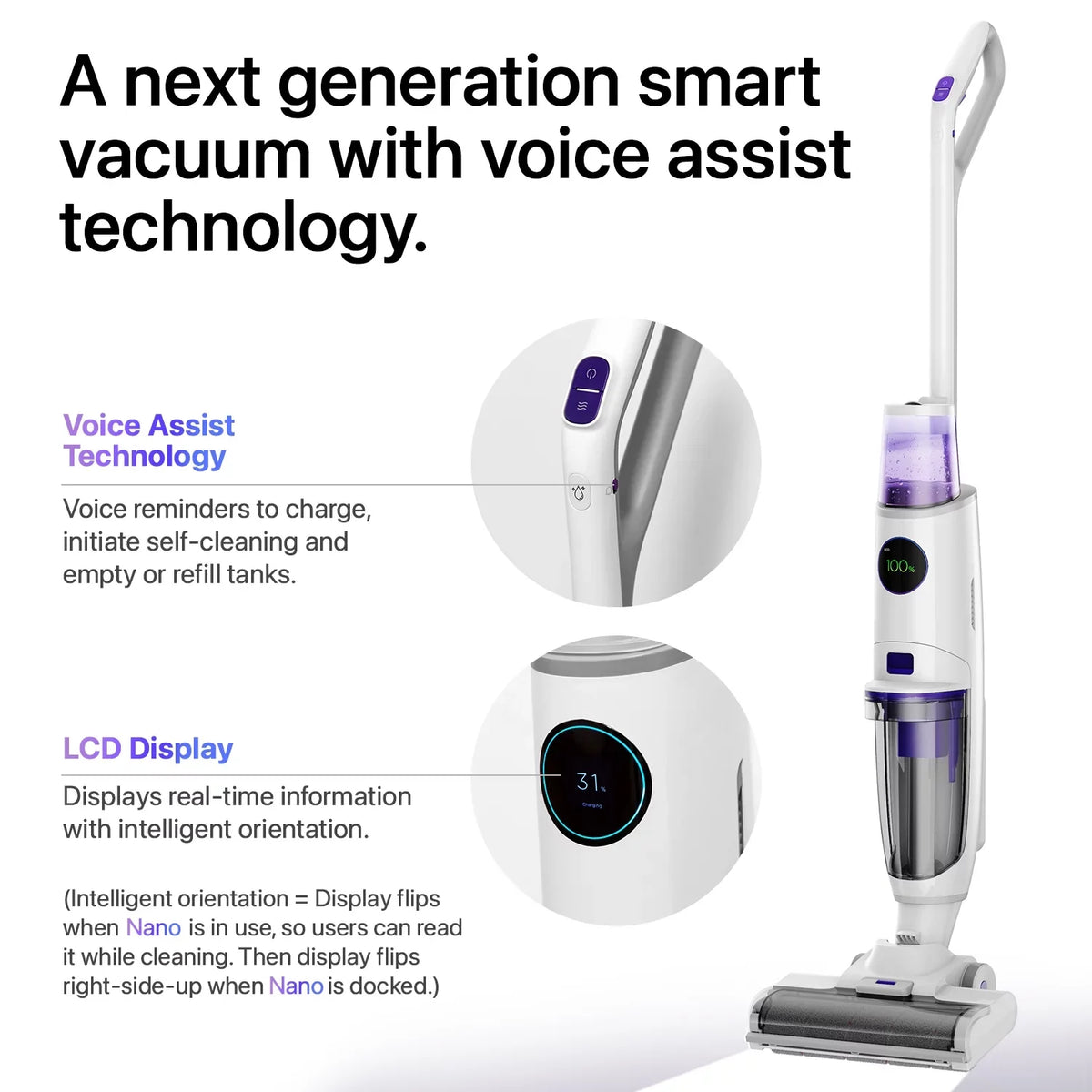 Nano Wet with Vacuum in 3 1 & technology Cleaner Lunaglow Self-cleaning Dry