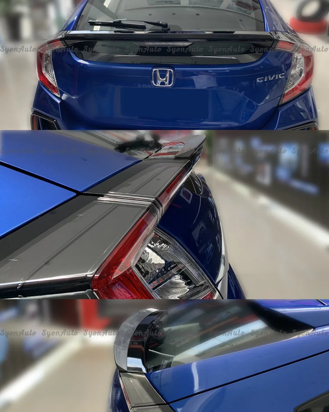CIVIC TRUNK V2 2017-2021 HONDA SPOILER HATCHBACK LID BLACK DUCKBILL FITS JDM GLOSSY