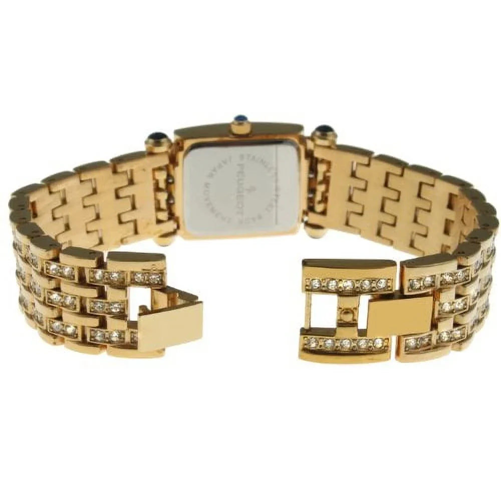 Bands 691G Crystal-Accented Interchangeable Peugeot Two Gold-Tone Women's with Leather Watch