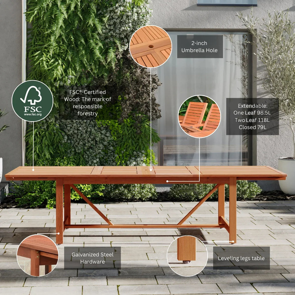 Rectangular Seating Eucalyptus Dining Amazonia 9-Piece Capacity: Set, Brooks Extendable 8 Patio