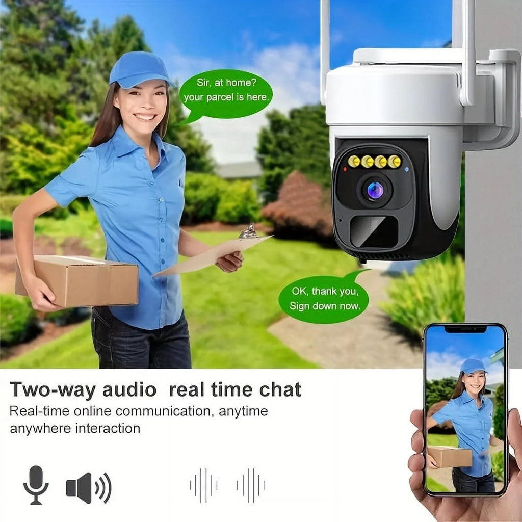 Outdoor Easter, President's Solar-Powered Day, IP66 360° 2K Birthdays, Camera Vision, Talk, Detection, Gift Night 2-Way & for Tilt - Color Wireless Pan with Perfect Motion Waterproof Boys 3MP Security
