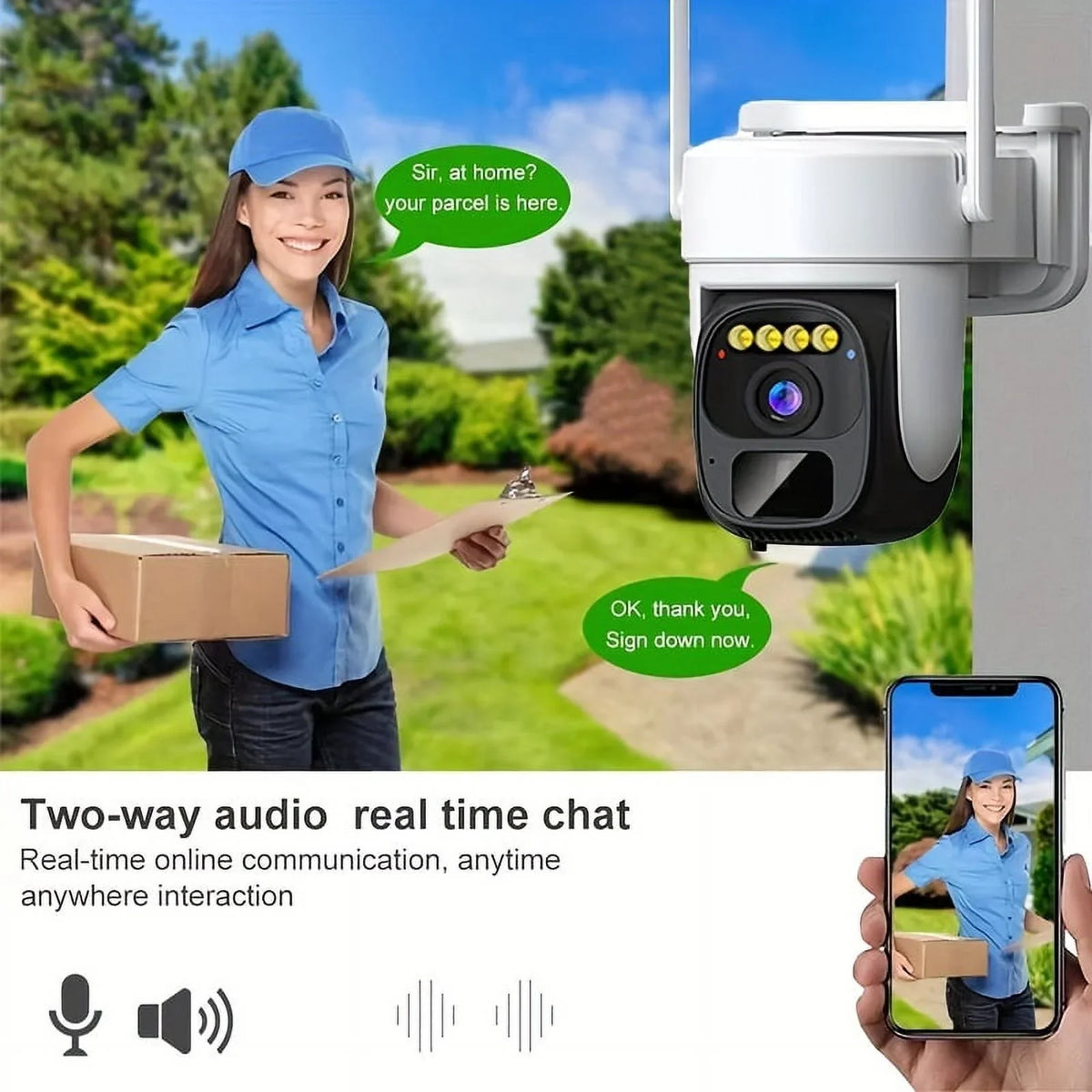 Outdoor Easter, President's Solar-Powered Day, IP66 360° 2K Birthdays, Camera Vision, Talk, Detection, Gift Night 2-Way & for Tilt - Color Wireless Pan with Perfect Motion Waterproof Boys 3MP Security