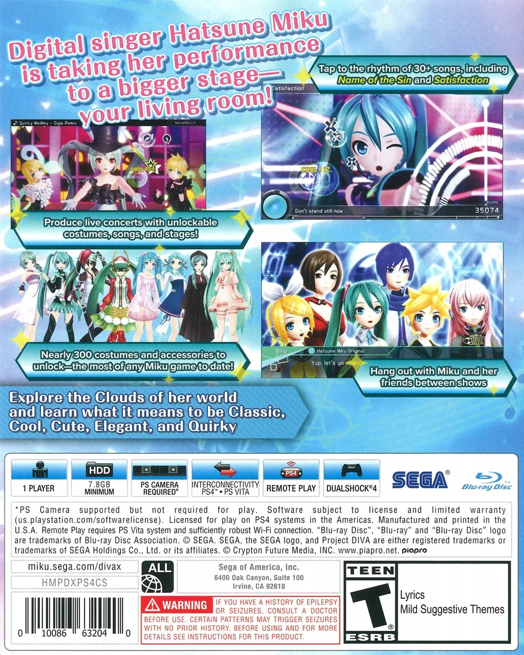 4, Miku: PlayStation Hatsune X, 010086632040 Sega, Diva Project [Physical],