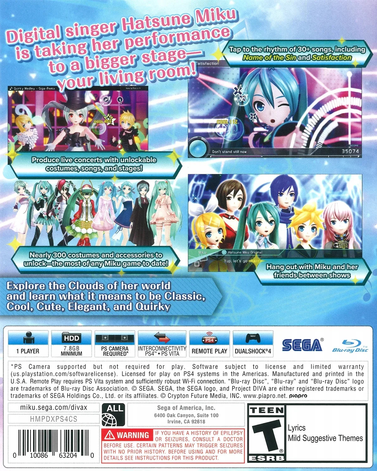 4, Miku: PlayStation Hatsune X, 010086632040 Sega, Diva Project [Physical],