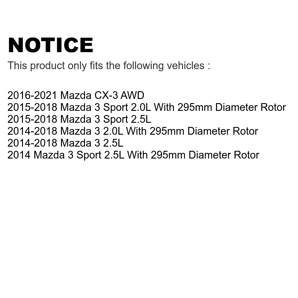 Front Sport KD-100093 Drilled Rotors Mazda Slotted Disc 3 Coated CX-3 Brake Pair For