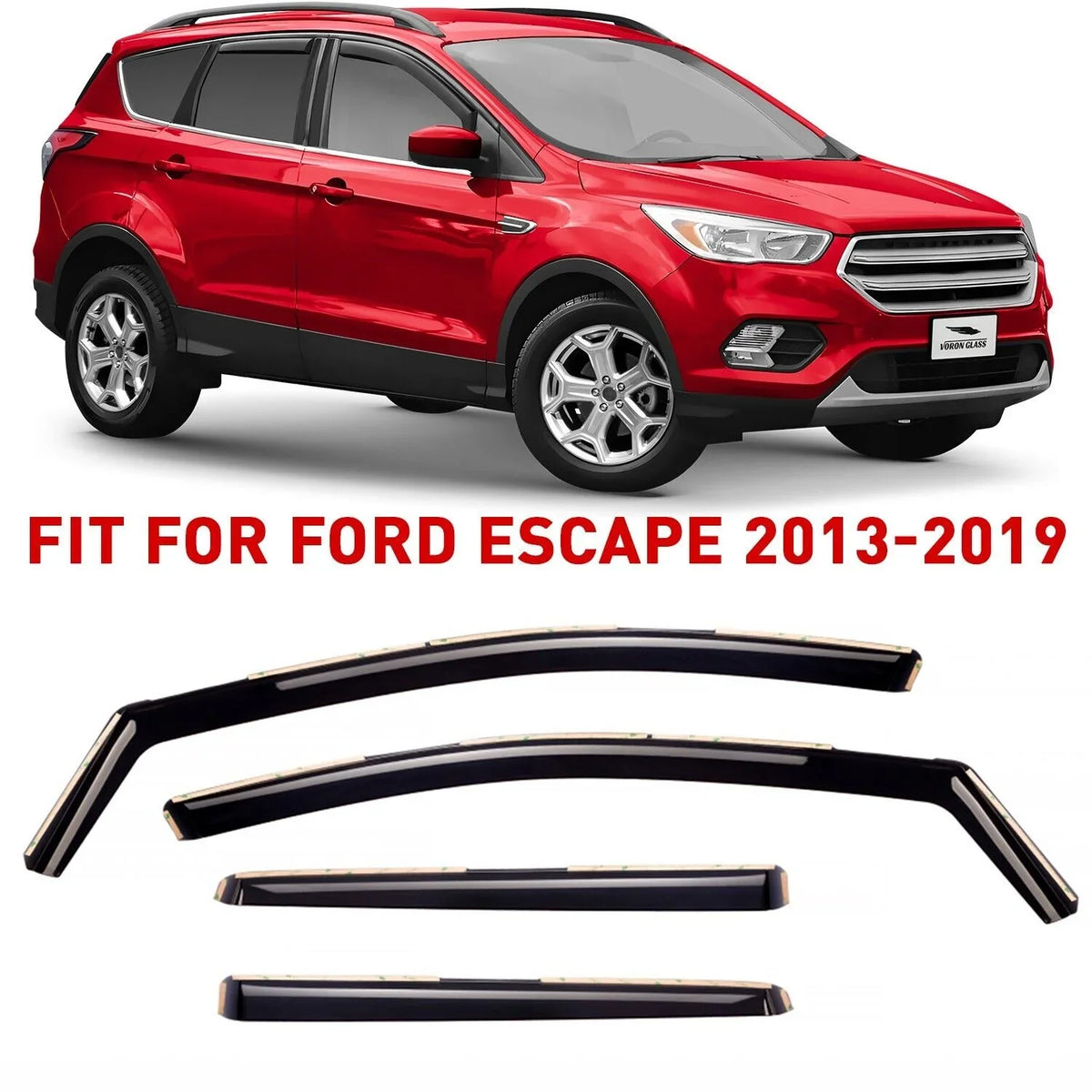 Guards Extra Visors, Voron Window Pieces Glass Durable 4 Window in-Channel Ford Escape Vent Deflectors, Rain - for 2013-2019, 200517