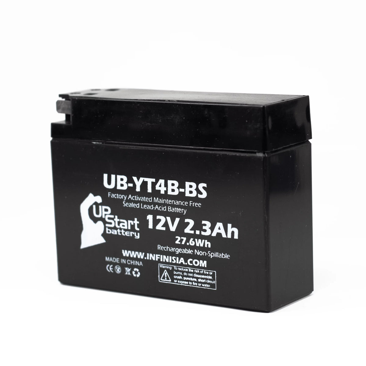 Yamaha Battery 12V, Maintenance 3-Pack Factory UpStart Battery Activated, Replacement Free, SR400 Motorcycle - 2.3Ah, UB-YT4B-BS 400CC 2002 for