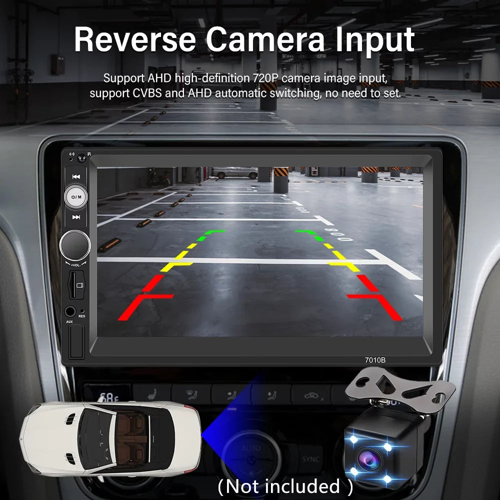 Camera Din Universal Screen Mirror Car Podofo Double Touch Included) Not FM HD Android Apple Car MP3 Radio Multimedia 7'' Audio MP5 USB(Rear 2 Player Auto Stereo Bluetooth Carplay Link