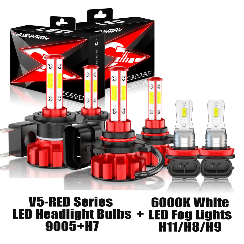 2011 Headlight 9005+H7 Mazda H8/H9 2010 6X 2007-2009 High/Low Bulb for CX-7 Fit LED Fog Kit