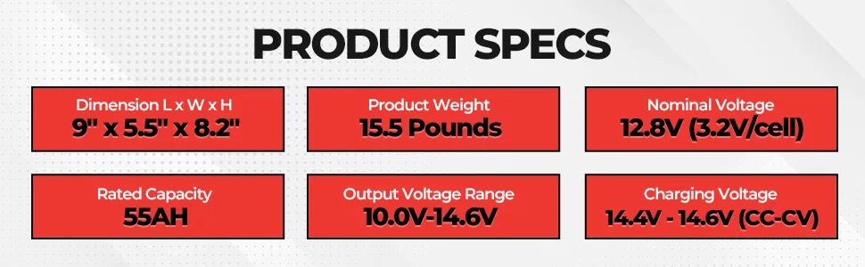 12.8V Kota Nominal Marine Lithium LFP22-1255 Compatible 55 Deep Minn 12.8V Terrova LiFePO4 VMAX Battery Cycle Voltage Motor Voltage 55Ah 50LB Trolling BMS Nominal with