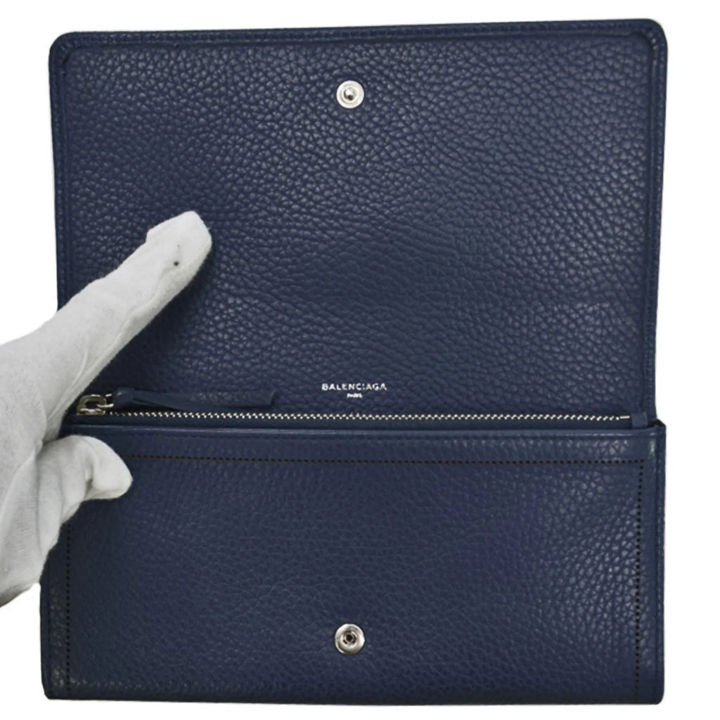 BALENCIAGA navy long (Good) women's leather Balenciaga wallet Pre-Owned folio