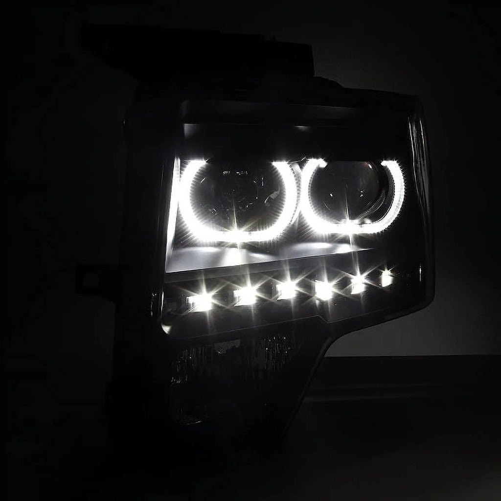 Ring] light AKKON Halo Headlights - Pickup 09-14 LED Truck Set Tail + LED Projector F150 [Dual F-150 For Black