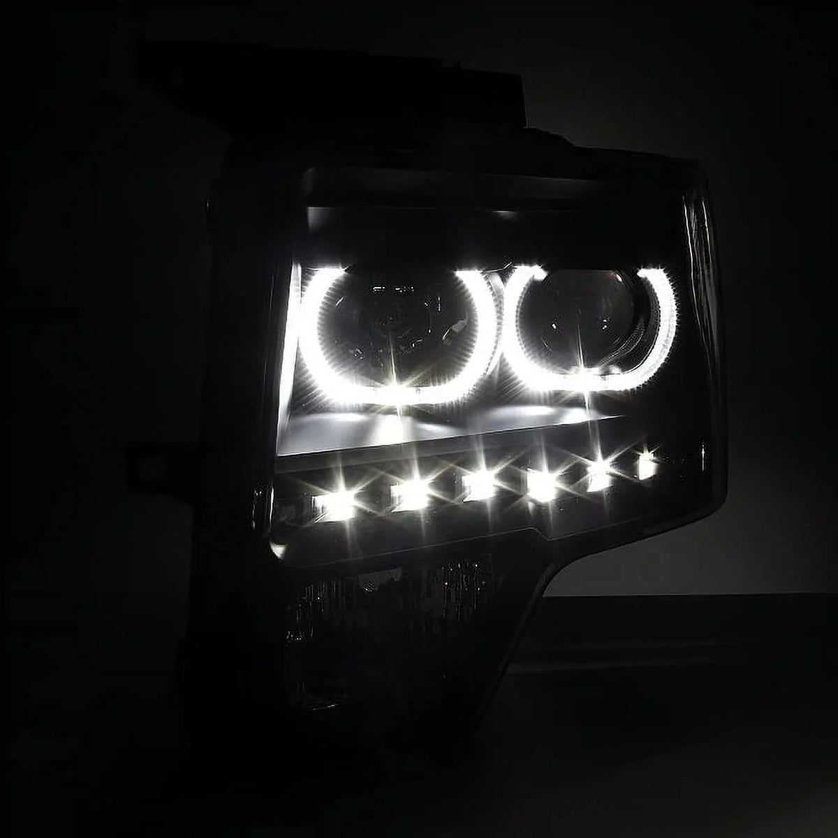 Ring] light AKKON Halo Headlights - Pickup 09-14 LED Truck Set Tail + LED Projector F150 [Dual F-150 For Black