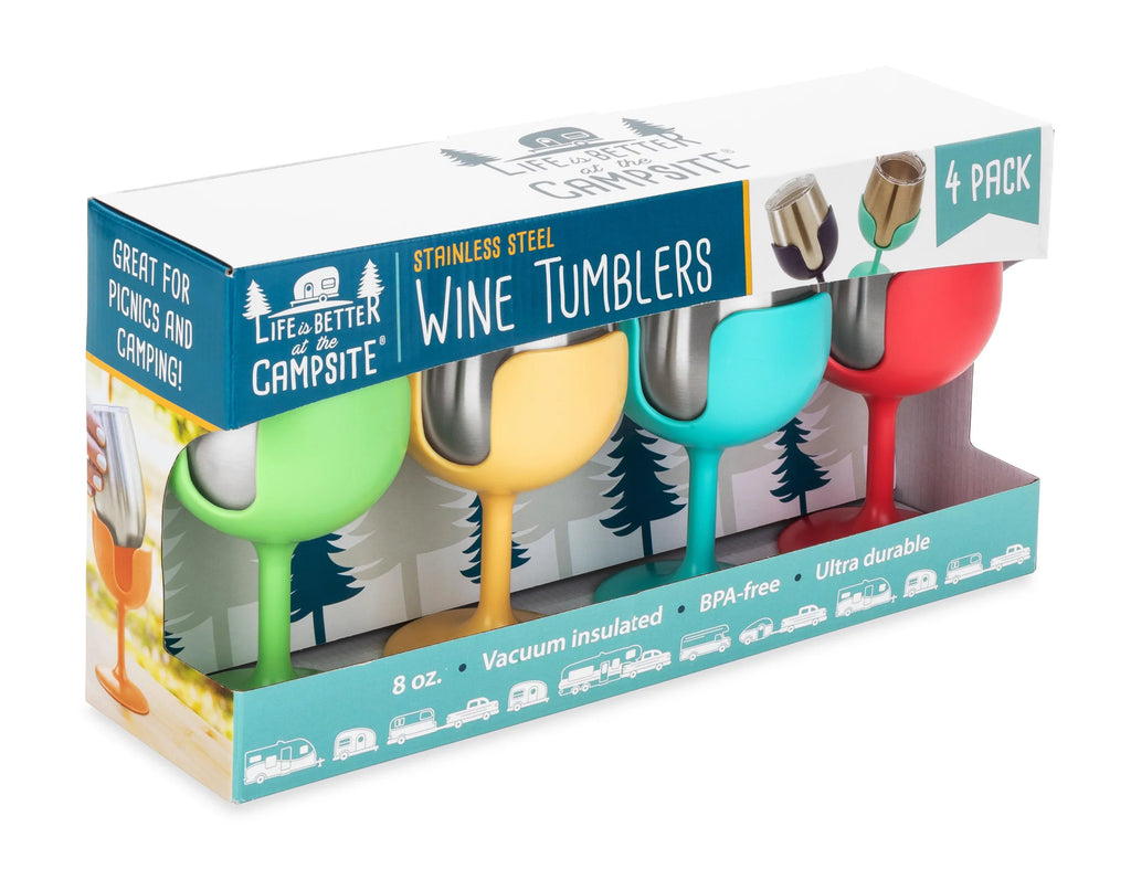 a Camco Stems, and 18/8 at Grade Campsite (53068) Life Comes 4 Tumblers Removable in Construction, is Size Insulated | Steel Features a Wine the Kitchen Colorful Stainless Better Vacuum 8oz