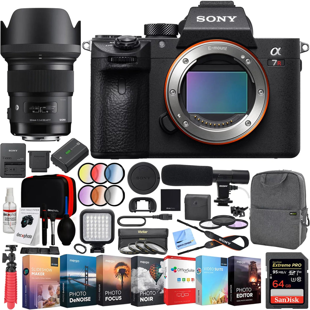(ILCE7RM3/B) and Editing Backpack E-mount Lens Deco 50mm HSM Lens Full-frame F1.4 ART Gear Bundle 42.4MP Camera with a7R Mirrorless Microphone Sony III Body Suite Interchangeable DG Kit Sigma