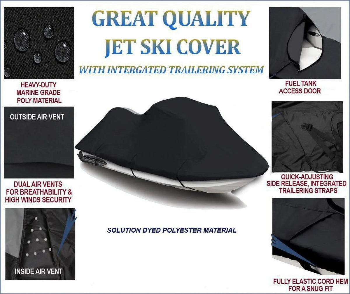 600 DENIER Compatible for JET BLACK SKI Cover 2020 Kawasaki JetSki 2018 2019 COVER STX-15F