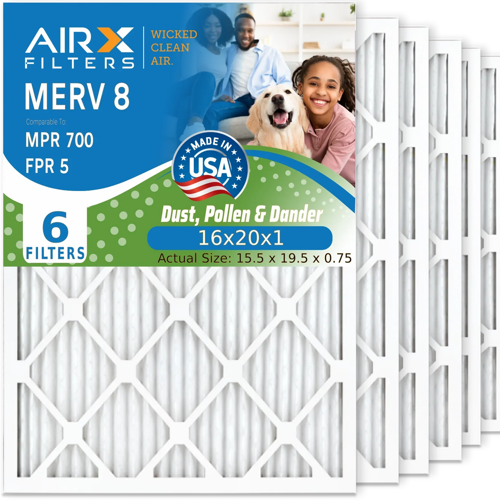 16x20x1 MERV 6 Pack Conditioner 16x20x1 to WICKED Electrostatic Filter FILTERS 5 Filter Comparable AIRX 700 by FPR Filters & AIR. USA MPR AC 8 Air Furnace Air Made HVAC CLEAN Premium Pleated