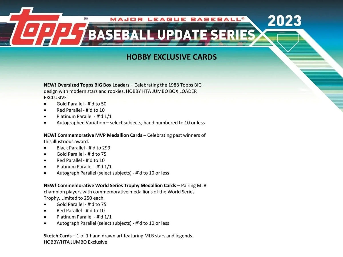 Card 2023 Trading Box Topps HOBBY Update MLB Baseball Series