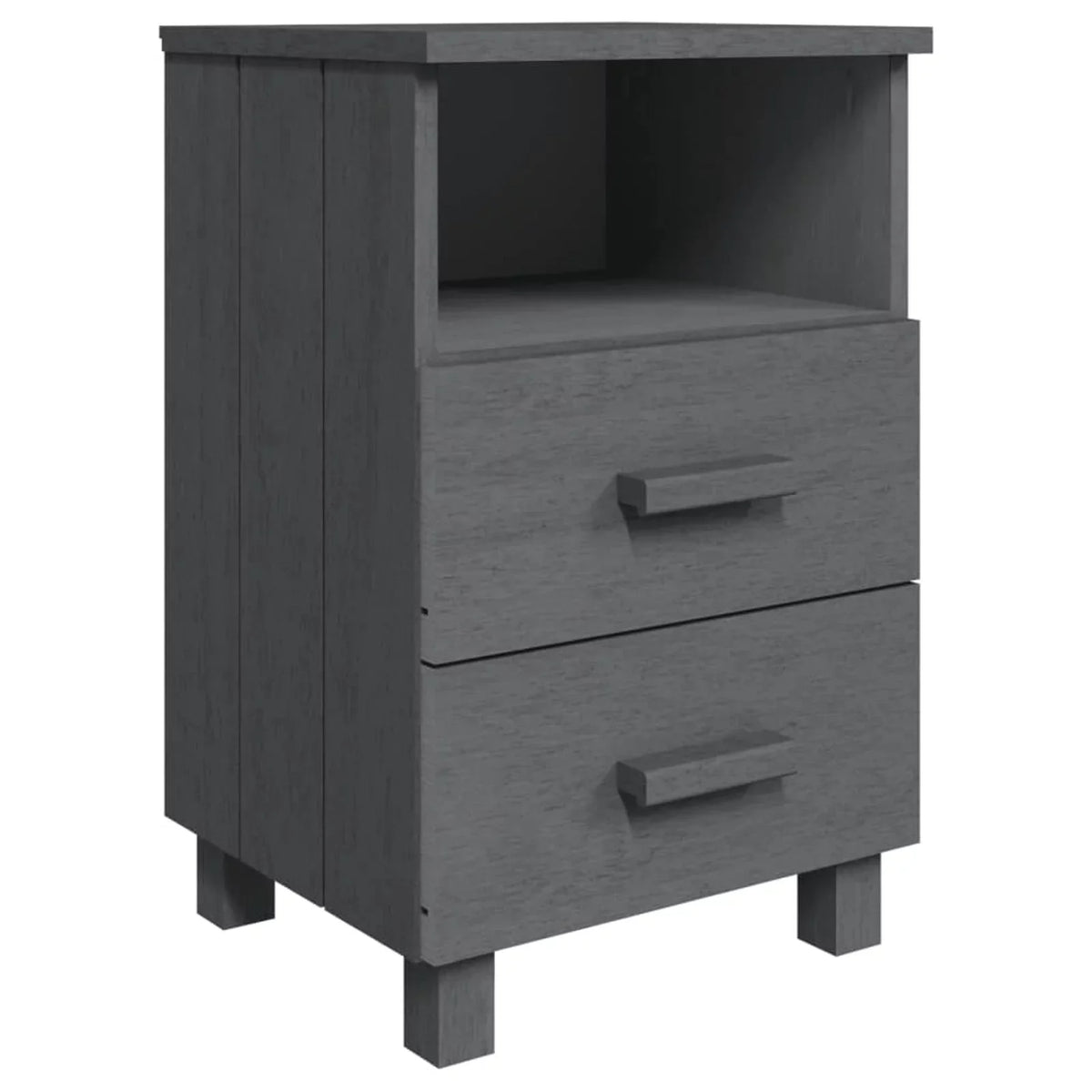 Gray Wood 15.7"x13.8"x24.4" Bedside pcs 2 HAMAR Solid Irfora Cabinets Dark