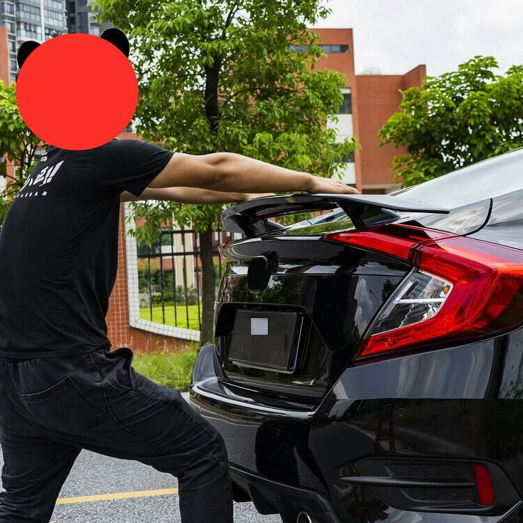 Brake Glossy Honda Sedan Light Lip Spoiler Civic Black Trunk Wing 2016-2021 For