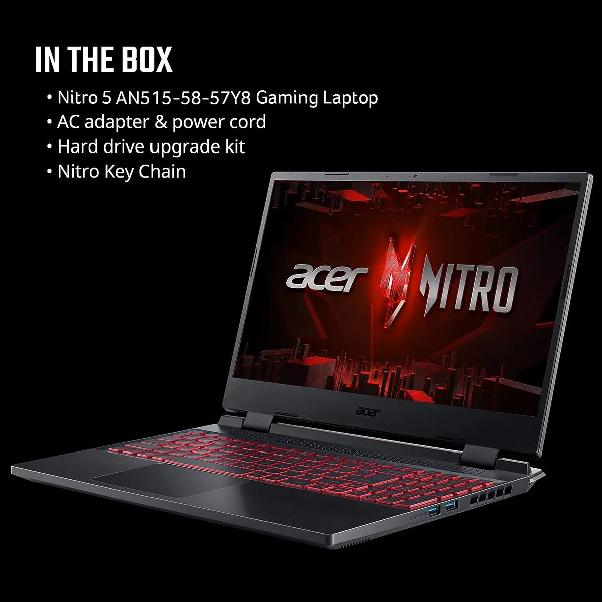 16GB | Backlit | | Keyboard IPS | Laptop Ti 6 GeForce Core | NVIDIA Intel Wi-Fi | 5 i5-12500H Nitro 4 RTX | 3050 Killer 512GB GPU Acer 144Hz Display SSD AN515-58-57Y8 FHD Laptop Gaming Gen DDR4 15.6"
