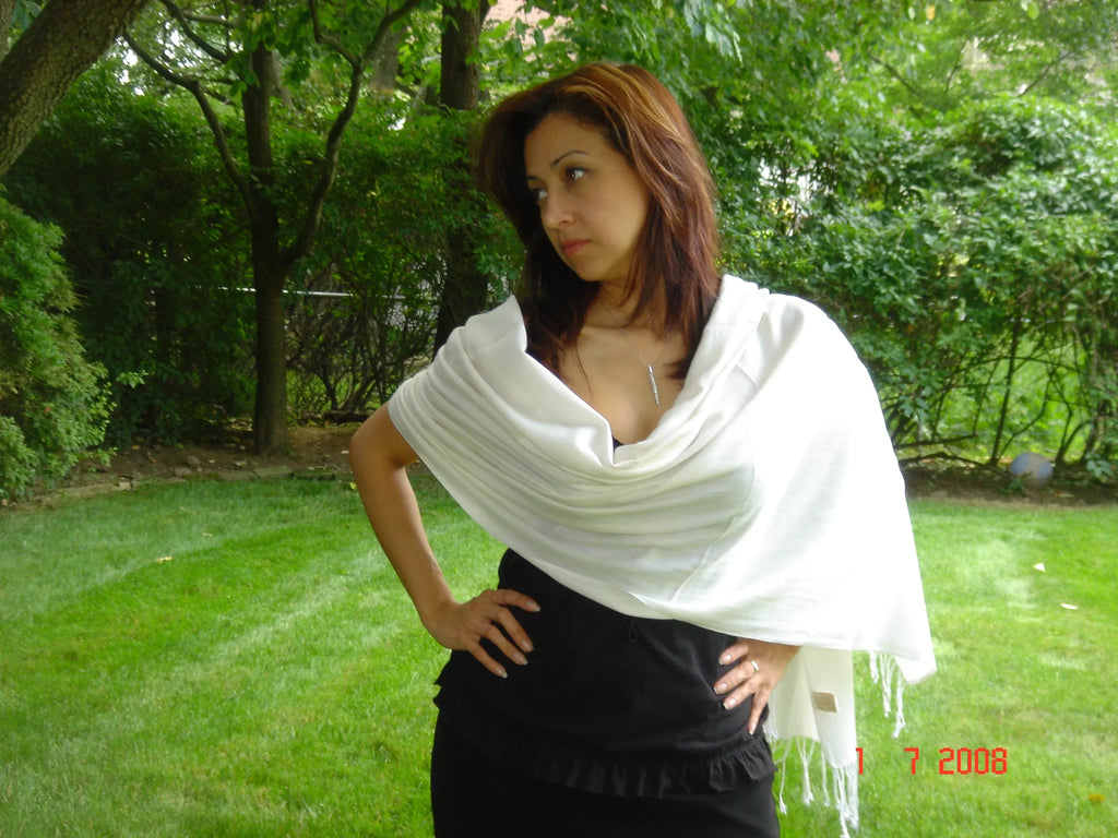 Shawl) Shawl/Cashmere Shawl/Shawls/Scarf/Scarves/Wrap/Stole/Muffler/Cape/Ruana/Blanket/Throw/Pashmina Regular Scarf/Wool/Silk (Cream/Ivory