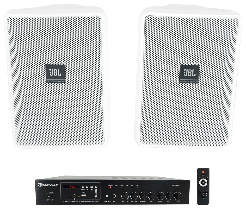 23-1 Amp 3" JBL Control + Wall 70v (2) Commercial Indoor/Outdoor Speakers White