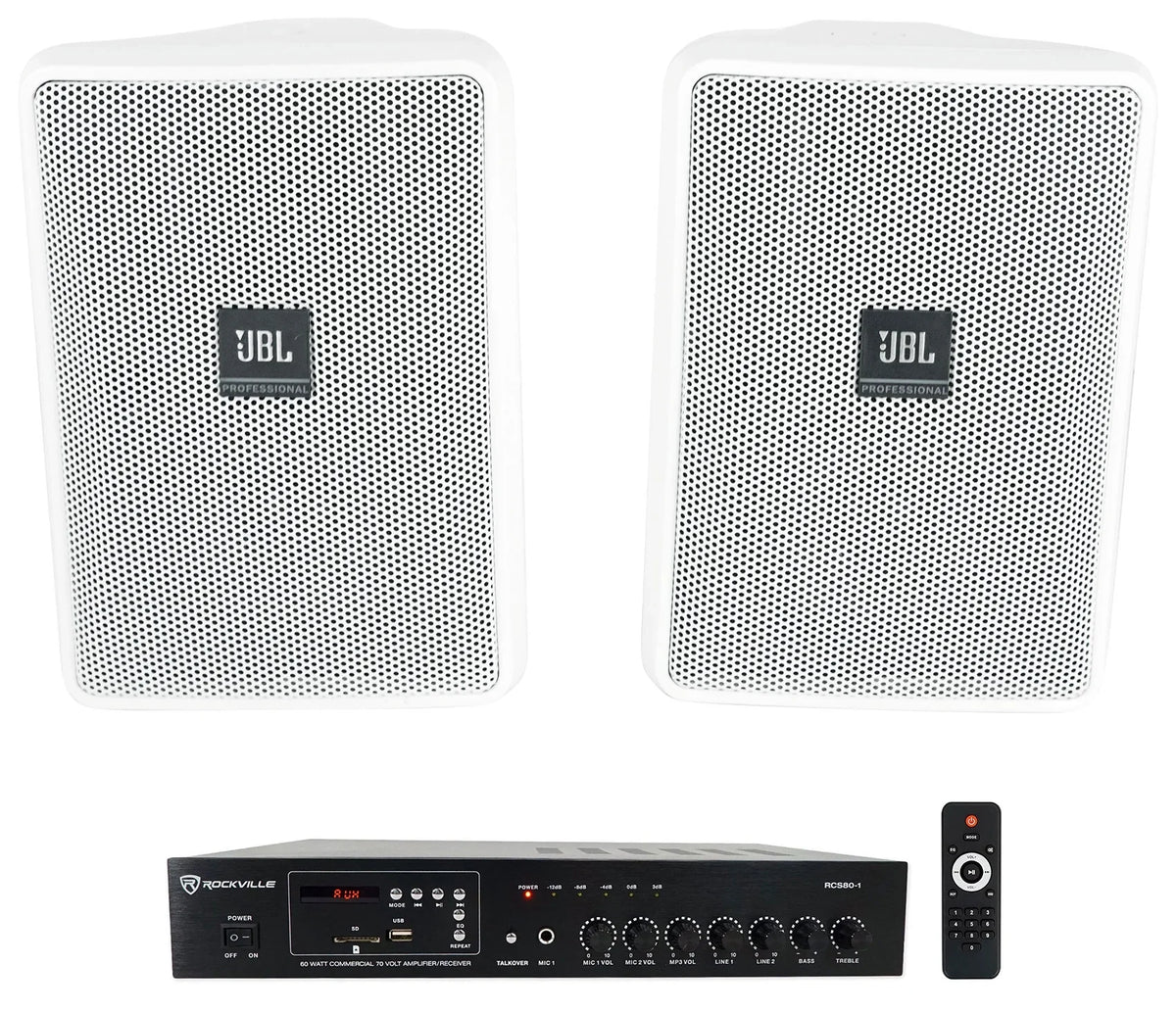 23-1 Amp 3" JBL Control + Wall 70v (2) Commercial Indoor/Outdoor Speakers White