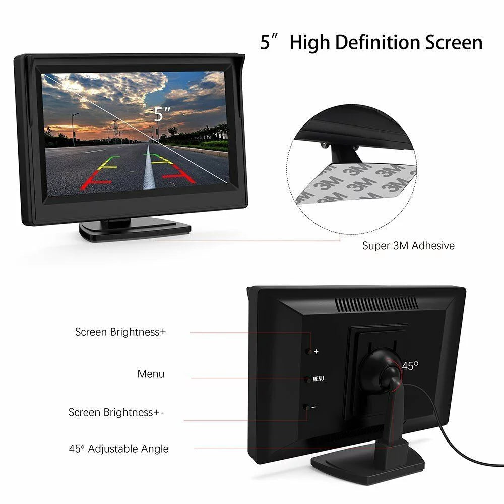 Rear Vision 5" Monitor Night Backup Wireless + Car View Camera HD Parking System